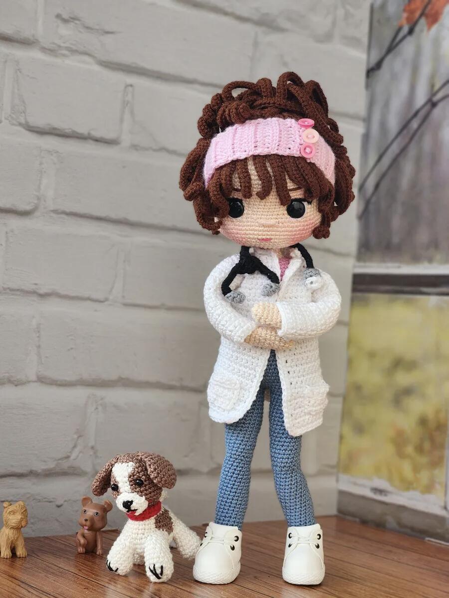 Custom handmade original character crochet doll